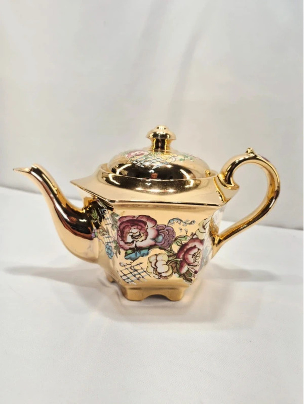 Vintage James Sadler & Sons hexagonal teapot, Made in Staffordshire, England.
